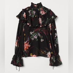 H&M Ruffle-Trimmed Chiffon Blouse